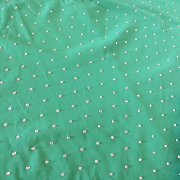 Lia women's XL green rhinestone short sleeve top - Picture 8 of 16
